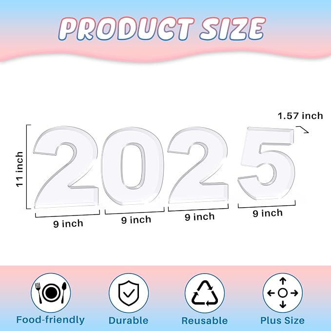 4Pcs Acrylic 2025 Charcuterie Board Box, 11” Reusable Fillable Number Plates - Image 2