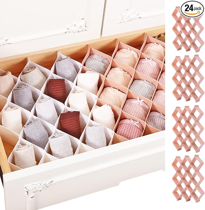 ROUFA Sock Drawer Organizer for Dresser, Honeycomb Underwear Dividers for Women by ROUFALIFE