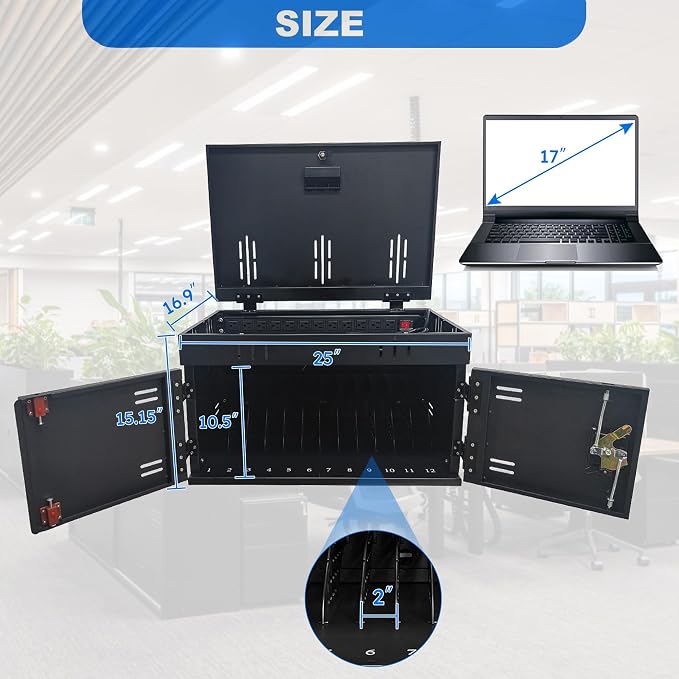 12 Device Charging Station for Laptops & Tablets, Portable Lockable Charging - Image 4
