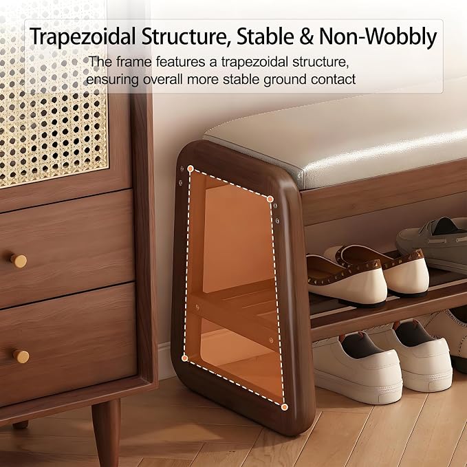 Solid Wood Shoe Bench, Shoe Rack - Image 6