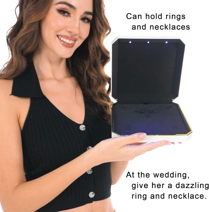 HSLFUAI Necklace Box with Led Light, Jewelry Box - Image 6