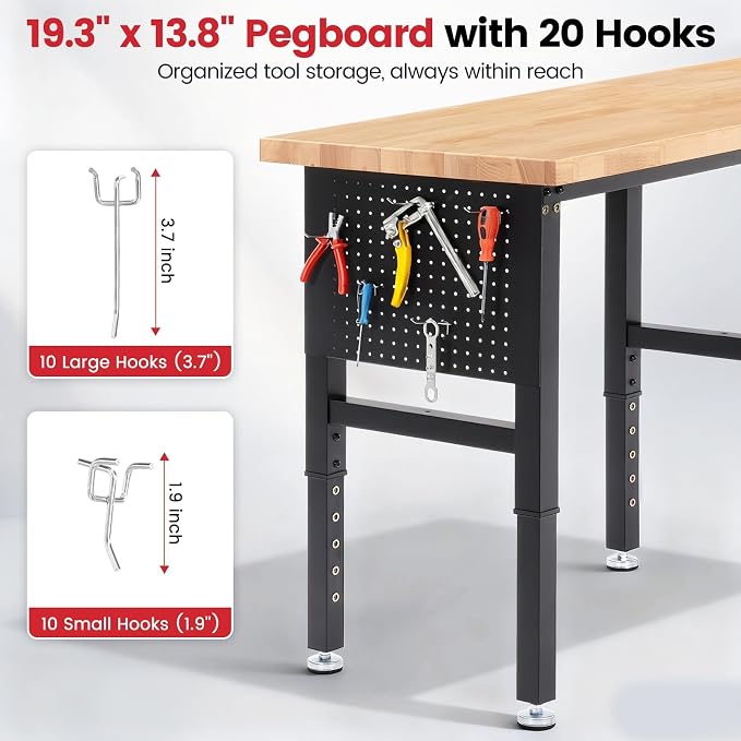 Work Bench 72 Inch Adjustable Height Workbench - Image 4