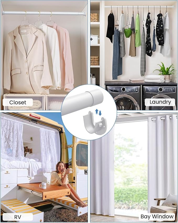 2 PACK Closet Rods for Hanging Clothes, 17 to 54 Inches Stepless Adjustable - Image 6