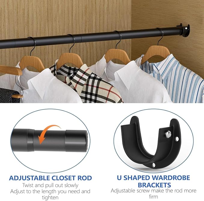Closet Rod, 17 to 38 Inch Adjustable Closet Bar - Image 3