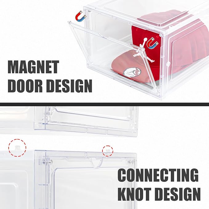 6 Pack Hat Organizer Box, Stackable Clear Baseball Caps Holder Box Containers - Image 4