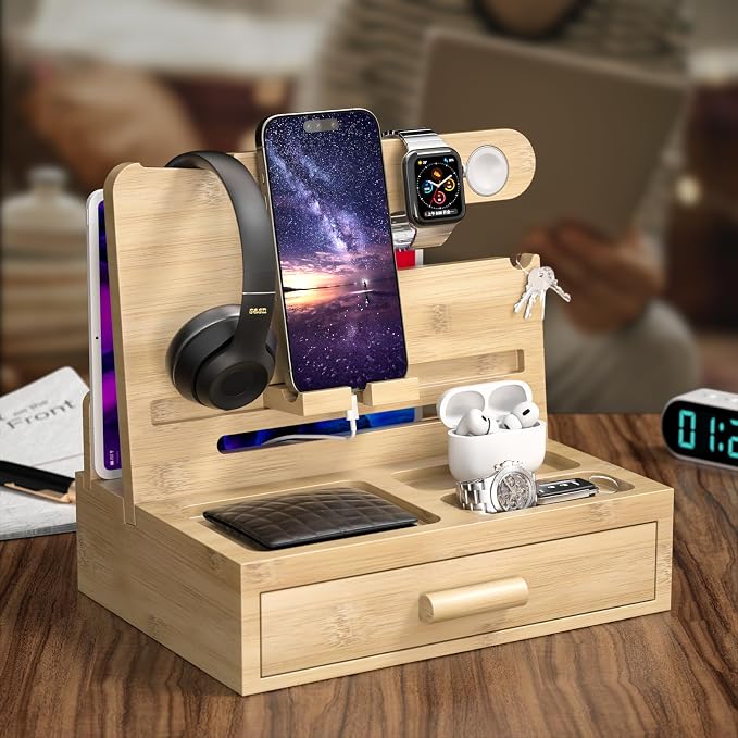 melafa365 Nightstand Organizer for Men, Phone Docking Station - Image 8