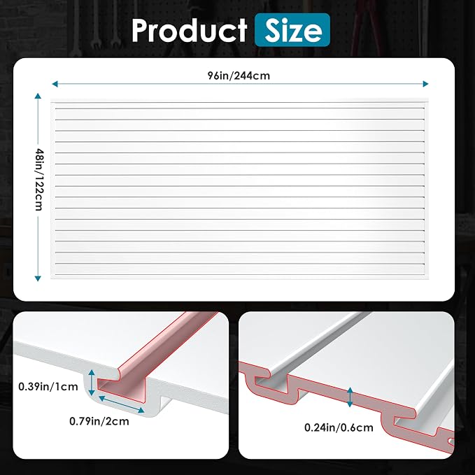 Braki PVC Slat Wall Paneling 4x8 ft, Garage Organizer Storage System, Heavy - Image 4