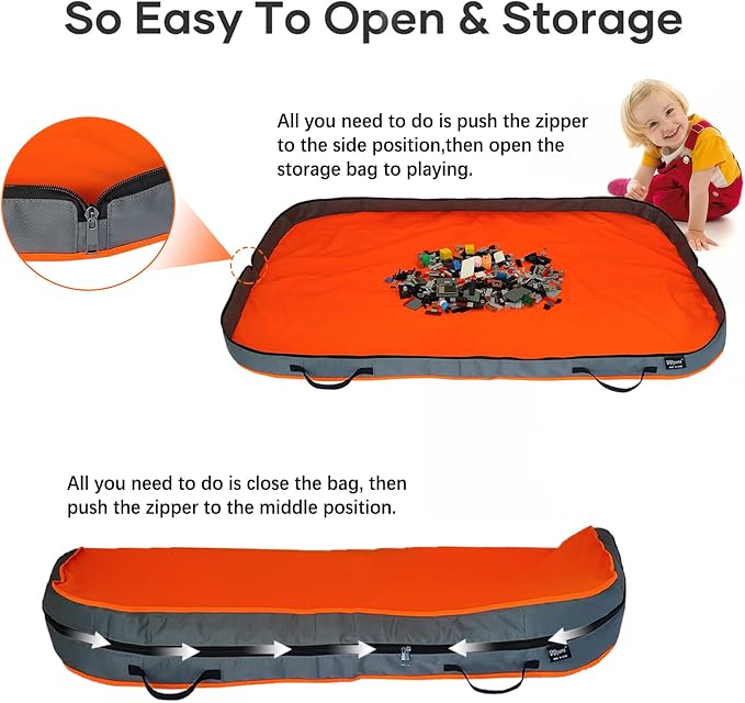 Toy Storage Basket Play Mat for Building Bricks & Blocks - Image 3