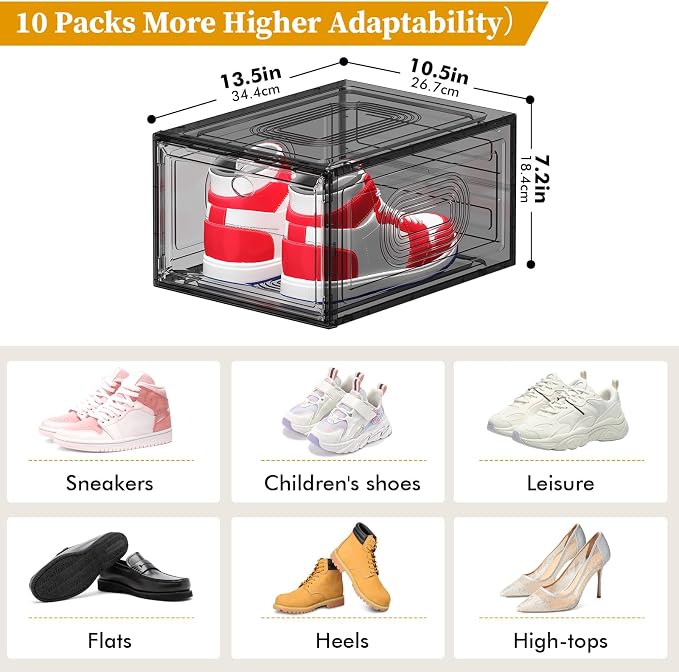 10 Pack Shoe Organizer, Stackable Shoe Box - Image 5