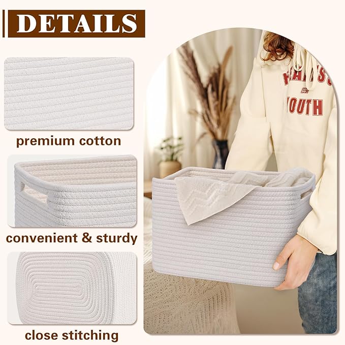 Storage Baskets for Organizing, 4 Pack Storage Baskets for Shelves, Woven - Image 5
