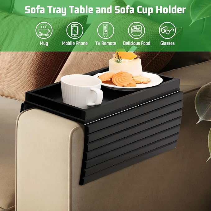 Couch Armrest Table, Bamboo Couch Cup Holder, Couch Cup Holder Tray, Sofa Arm - Image 5