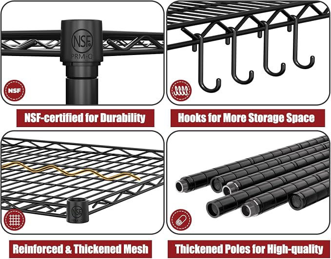 PrimeZone 3 Packs 55.5" W x 24" D x 80" H Heavy Duty Wire Storage Shelves - Image 4
