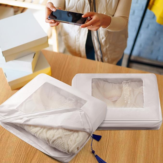 2 Pcs Cashmere Protection Pouch Wool Cotton Sweater Storage Bag Breathable - Image 5