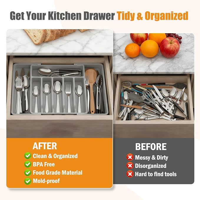 2 PCS Large Expandable Silverware Organizer - Image 5