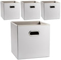 PRANDOM Leather Foldable Cube Storage Bins 13x13 inch Fabric Storage Baskets by Prandom