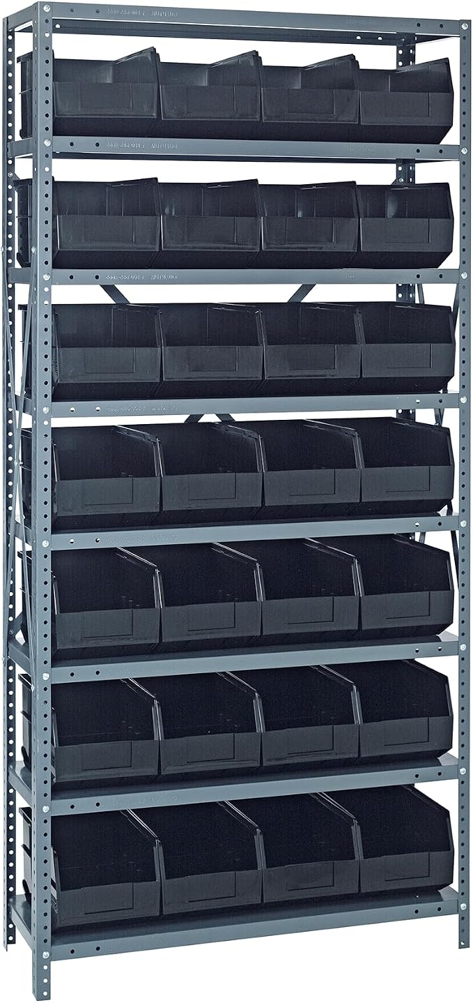 QUANTUM STORAGE SYSTEMS 1275-443BK Solid Heavy Duty 8 Shelves 28 Stackable by QuantumStorageSystems