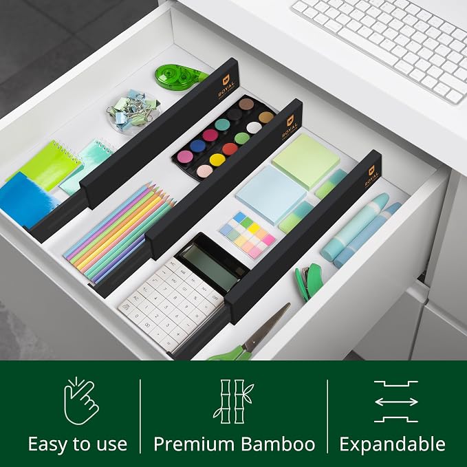 ROYAL CRAFT WOOD Adjustable Bamboo Drawer Dividers – Expandable Organizer - Image 5
