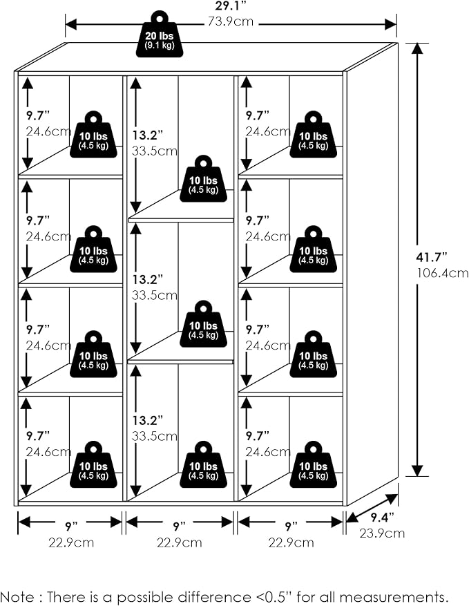 Furinno LUDER Book Shelf, 11-Cube Bookshelf, Reversible Bookcase, 9.4 x 29.1 x - Image 7