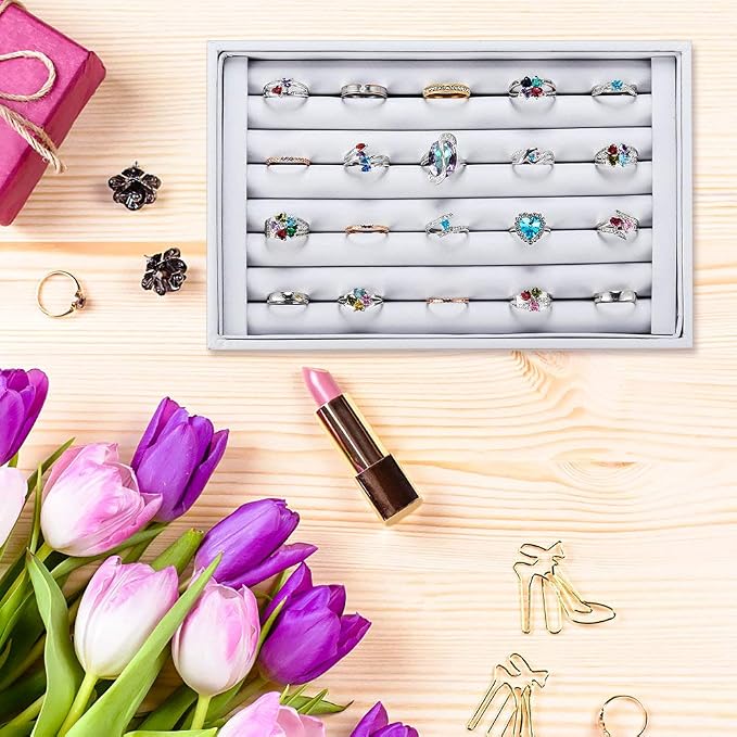 Valyria Velvet 7 Slots Ring Earrings Trays Showcase Display Jewelry Organizer - Image 5