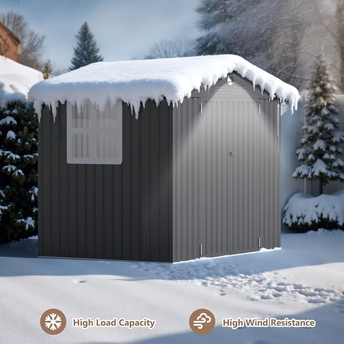 8x6 FT Outdoor Storage Shed, Metal Garden Shed - Image 9