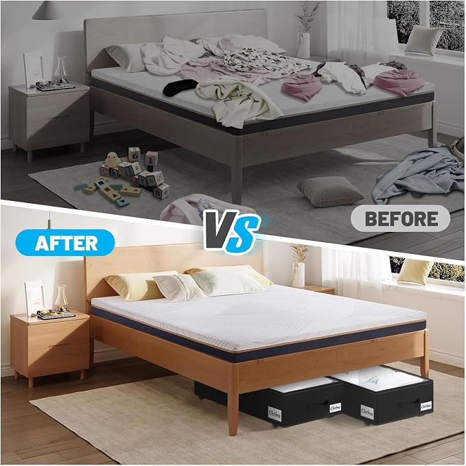 2 Pack Under Bed Storage with Wheels 6.7" Height, Rolling Storage Bins XL 50L - Image 8