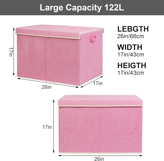 122L Large Toy Box Chest with Lid, Foldable Toy Storage Organizer Bin Boxes - Image 3