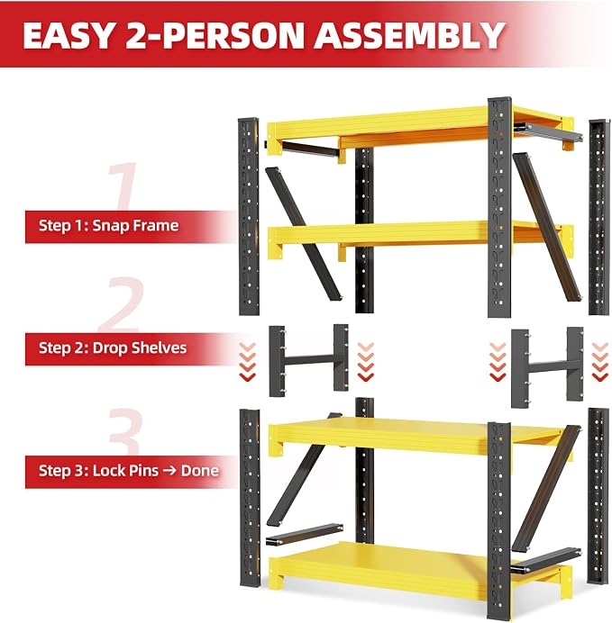 48" W Garage Shelving, 4-Tier Heavy Duty Storage Shelves Unit - Image 6