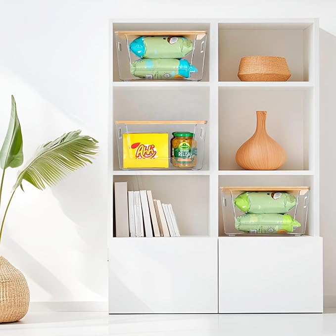 4 Set Pantry Organizer and Storage, Stackable Trash Bag Dispenser Clear Acrylic - Image 4