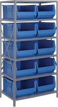 Quantum Storage Systems 2475-954BL Solid Heavy Duty 6 Shelves 10 HULK Blue Bins by QuantumStorageSystems