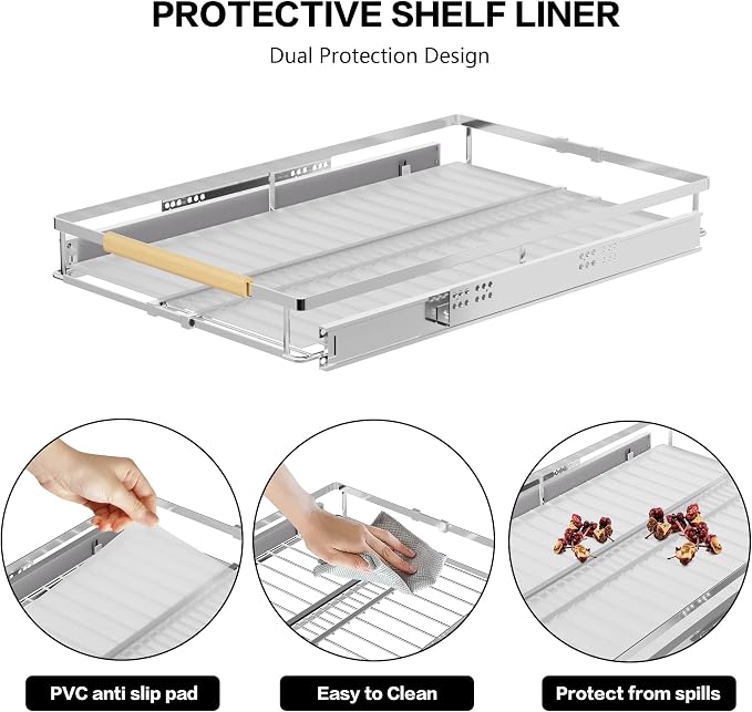 Large Pull Out Cabinet Organizer, Heavy Duty Cabinet Expandable Pull Out Shelves - Image 3