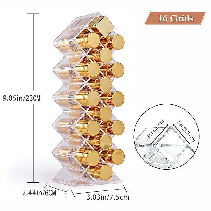 Lipstick Holder Organizer 64 Spaces Acrylic Stackable Fish Shape Lipstick Tower - Image 2