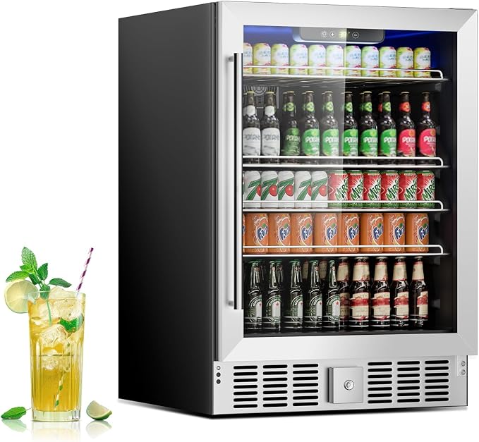 Beverage Refrigerator Cooler, 182 Can Mini Fridge Glass Door by Unknown