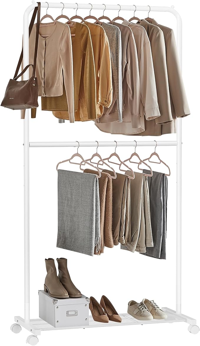 SONGMICS Clothes Rack with Wheels, Double-Rod Clothing Rack - Image 8