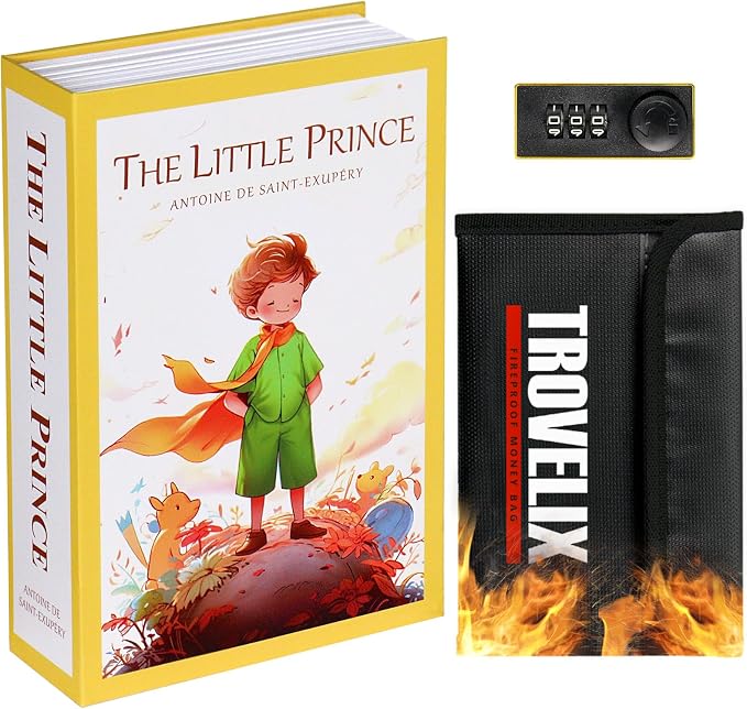 Book Safe with Combination Lock, Hidden Safe with Fireproof Bag, Secret by KOFAIR