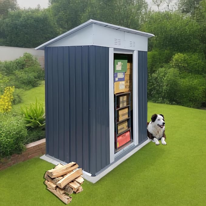 5' x 3' Outdoor Metal Storage Shed Outdoor Shed Galvanized Steel Garden Shed - Image 4
