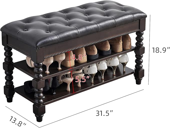 LEILISI Shoe Bench, Wood Storage Bench - Image 2