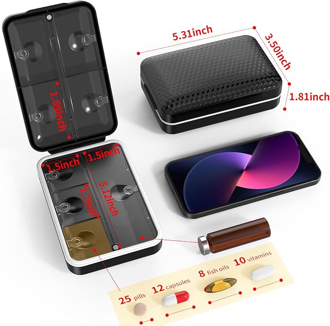 Restree Weekly Pill Organizer, Magnetic Moisture Proof Pill Case, Large - Image 3