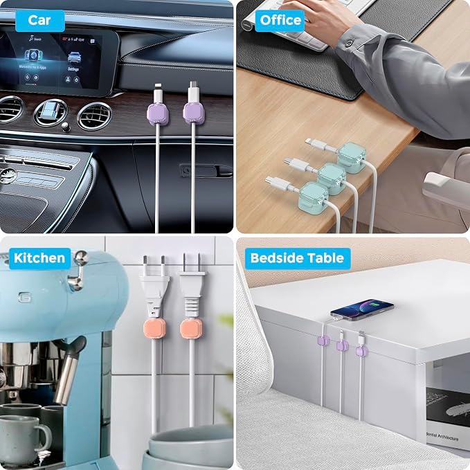 AhaStyle Magnetic Cable Organizer 6 Pack Cord Holders Cable Clips Strong - Image 7