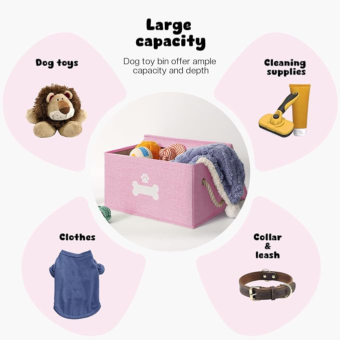 Dog Toy Basket with Lid, Dog Basket - Image 2