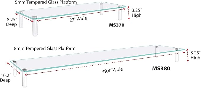 Kantek Extra-Wide Glass Monitor Riser - Image 2