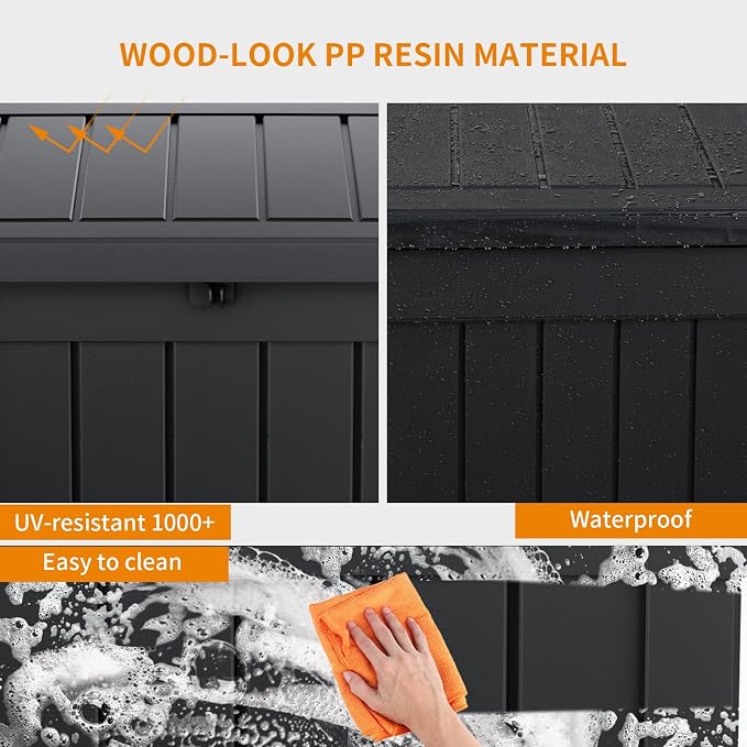 50 GallonOutdoor Storage Box, Resin Deck Boxes Waterproof, IndoorOutdoor Bin - Image 4