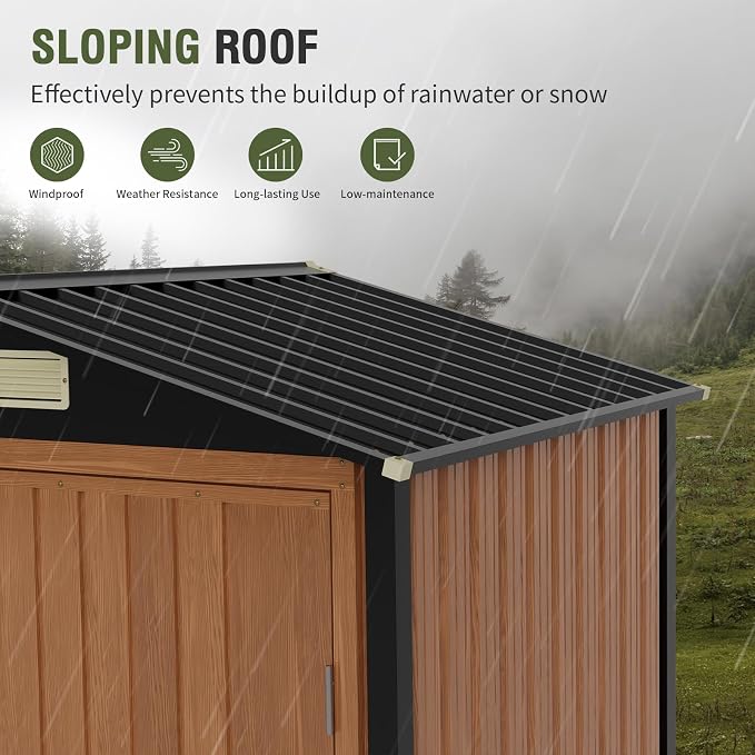 6x4 Ft Outdoor Metal Shed, Storage Garden Shed - Image 5