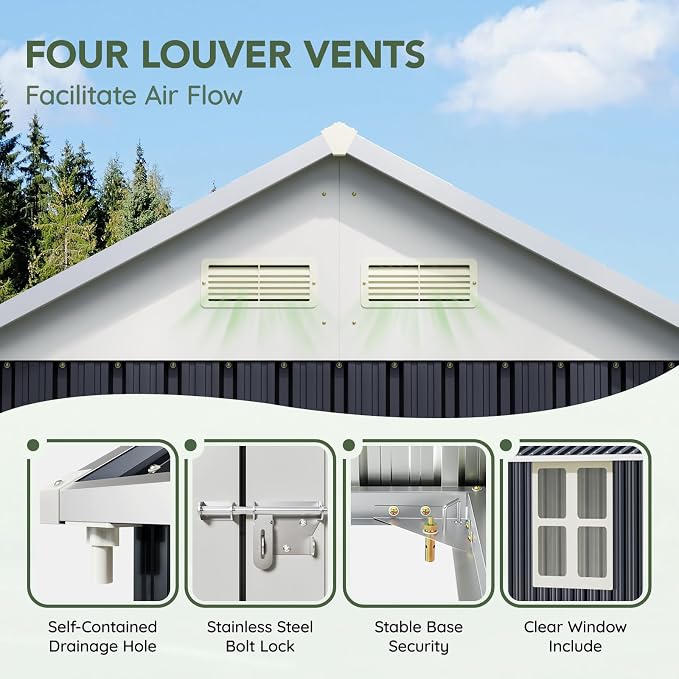8x6 FT Outdoor Metal Storage Shed - Image 5