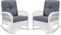 VIVIJASON 2 Piece Patio Wicker Rattan Rocker Chair, Outdoor Rattan Rocker Chair by VIVIJASON