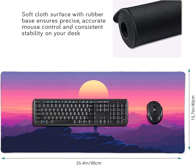Sunset Mountains Large Mouse Pad, Anime Style Gaming Desk Mat, XXL Keyboard - Image 3