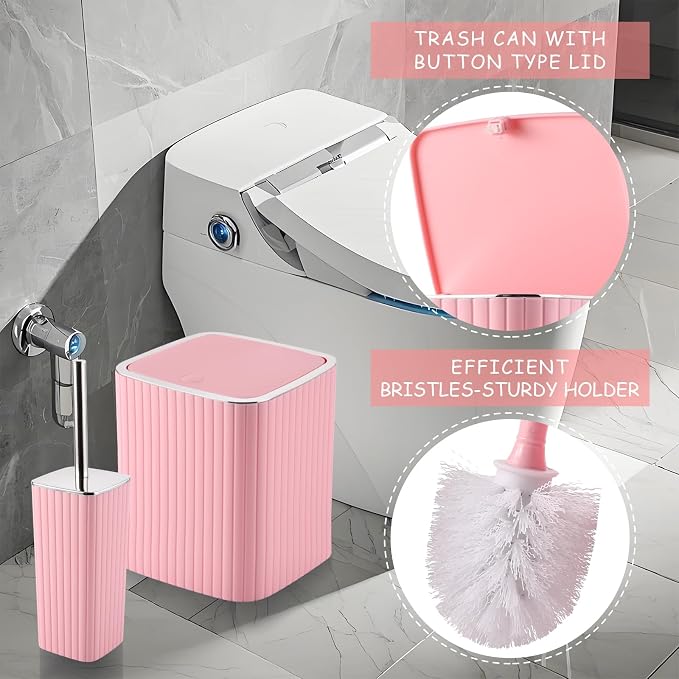 Bathroom Set with Shower Curtain and Rugs- 25PC Pink Bathroom Accessories - Image 8