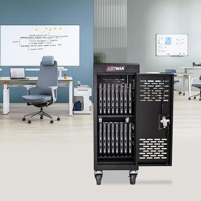 Laptop Charging Cart, 16 Device Tablet Storage Carts - Image 2