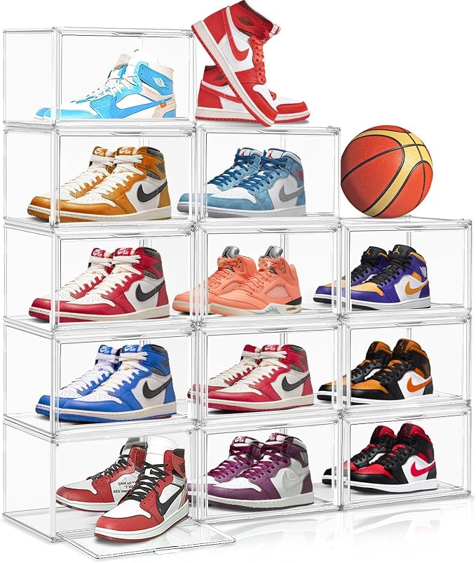 10 Pack Large Acrylic Shoe Box, Size 13 Sneaker Display Case Clear Stackable - Image 7