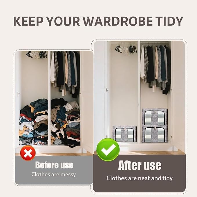 Clothes Organizer, Space-Saving Design, 50×40×33cm, 66L Waterproof Stackable Bag - Image 5