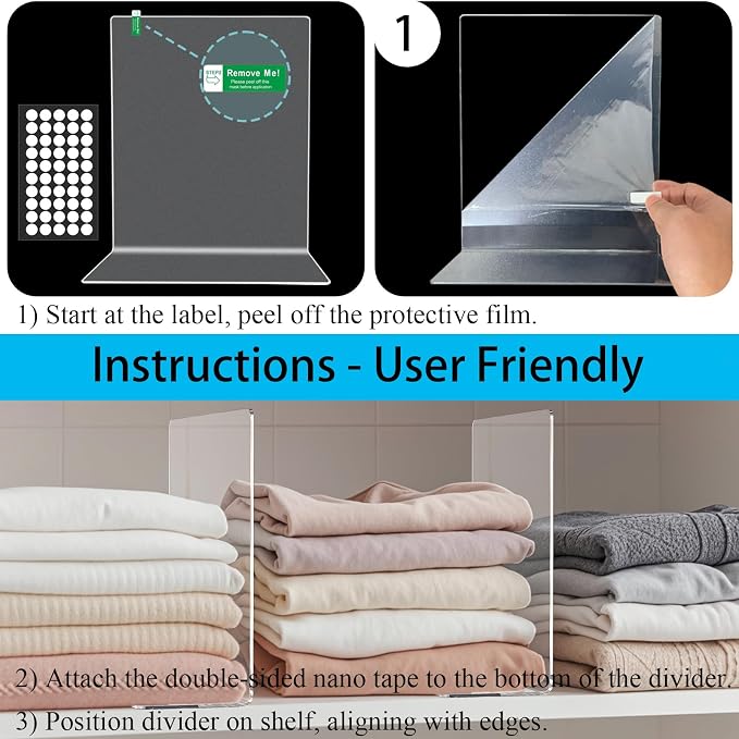 Acrylic Shelf Dividers for Closet Organization: 12" Tall x 10" Deep Closet - Image 7